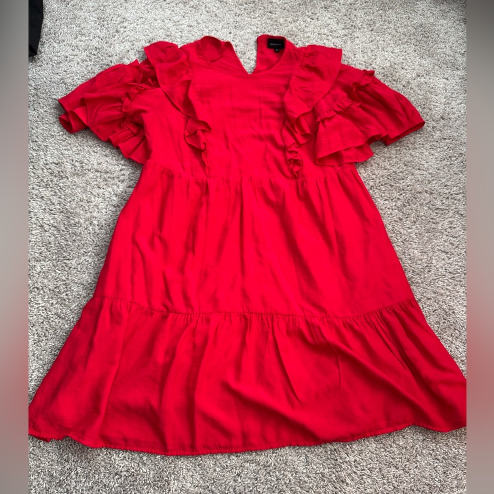Who What Wear Red Flutter Sleeve Babydoll Red Dress